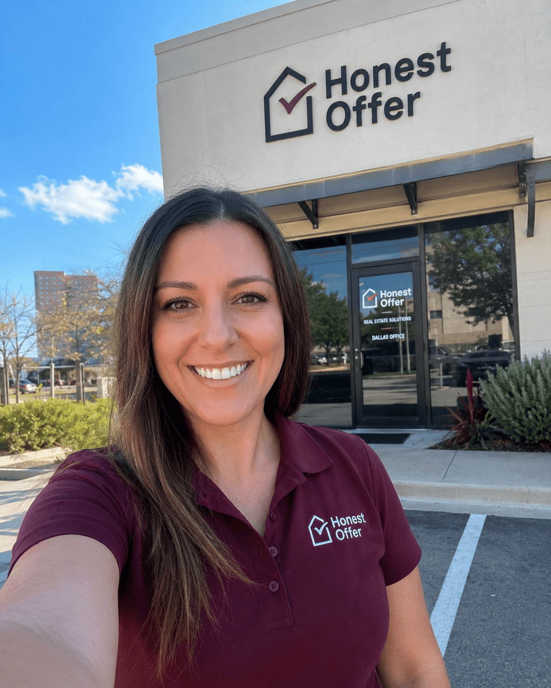 A Honest Offer team member outside the Honest Offer office